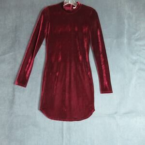 Gypsy Warrior Dress Womens Small Red Mock Neck Velvet Bodycon Goth Dark Romance